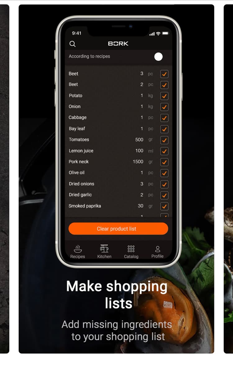Shopping lists for missing ingredients