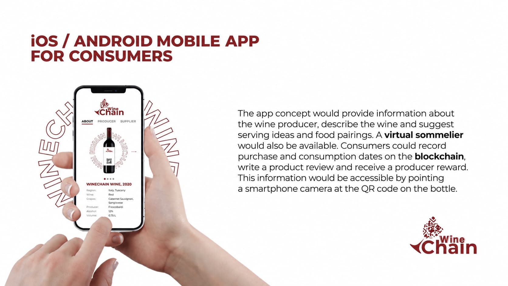 Consumer mobile app concept with wine information and recommendations