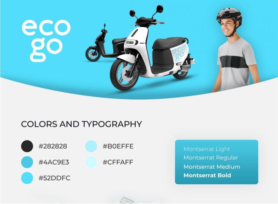 Eco-Go brand presentation: logo, colour palette and Montserrat typography