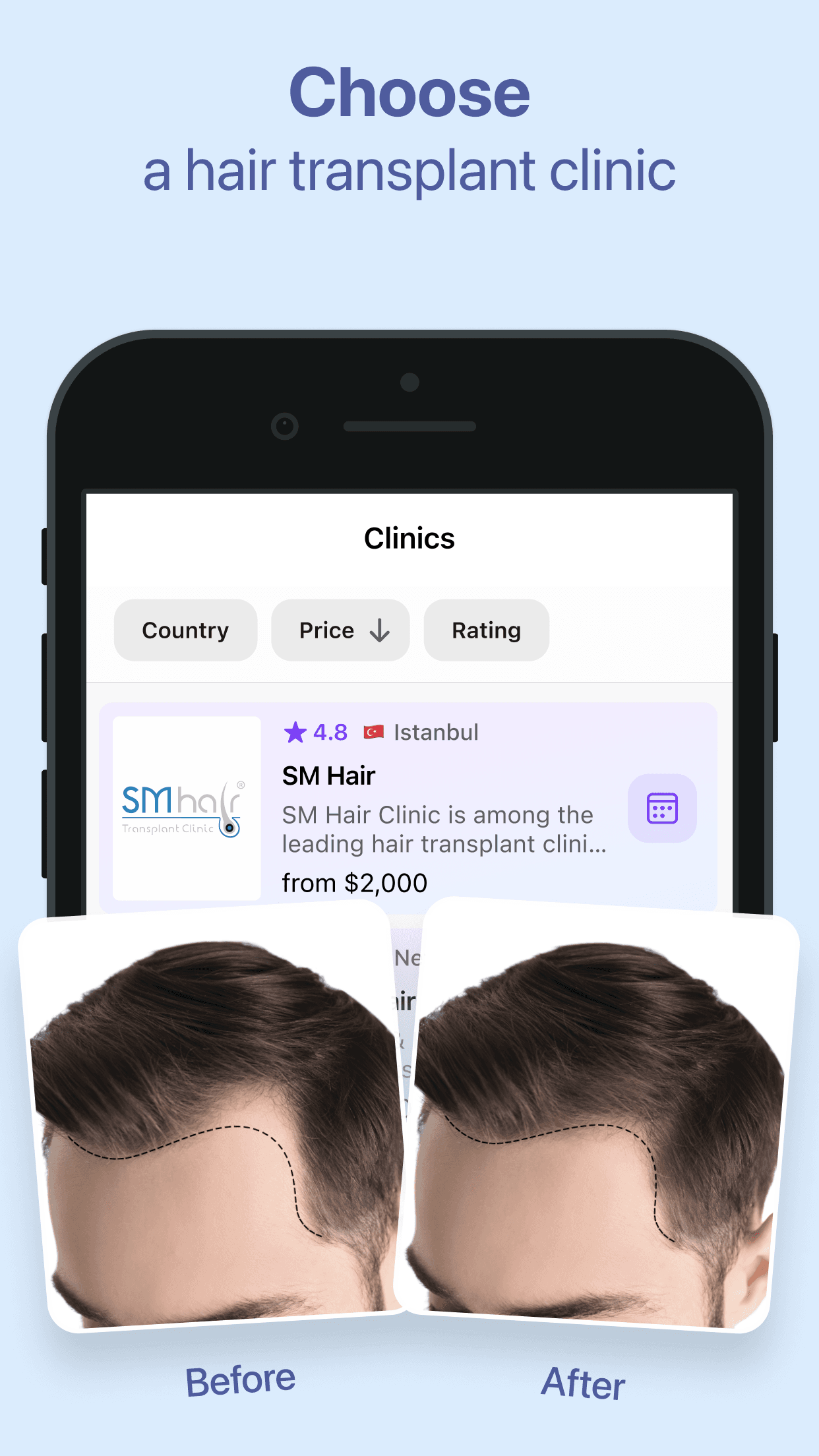 iHairium promotional artwork: clinic discovery
