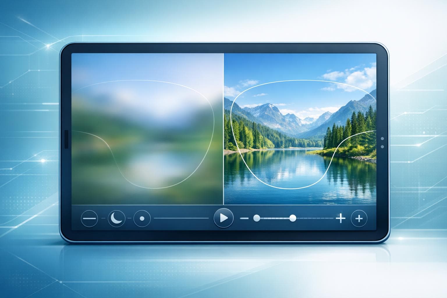 Conceptual tablet illustration of lens-related visual preferences