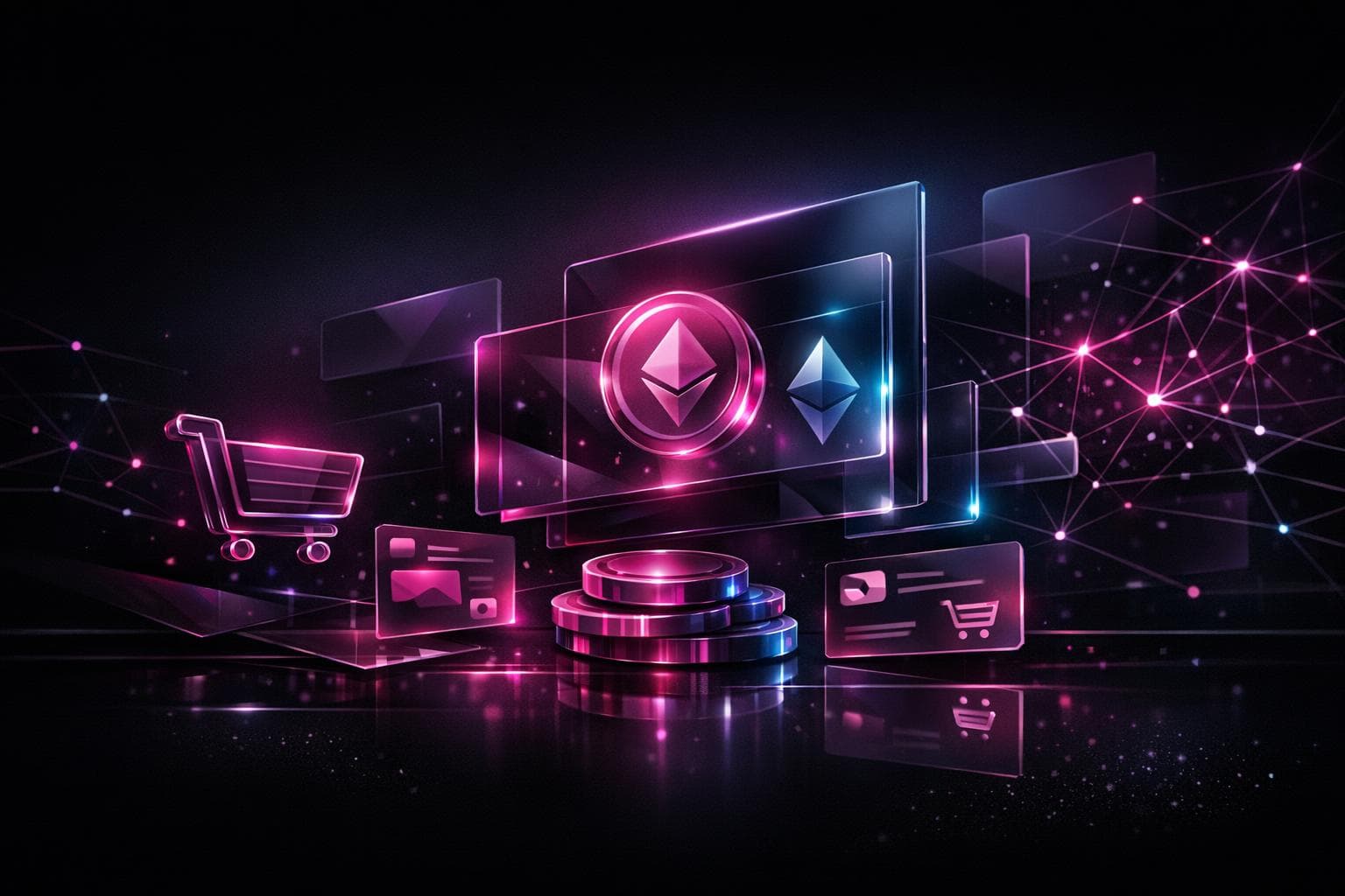 CoinForShop cryptocurrency marketplace illustration