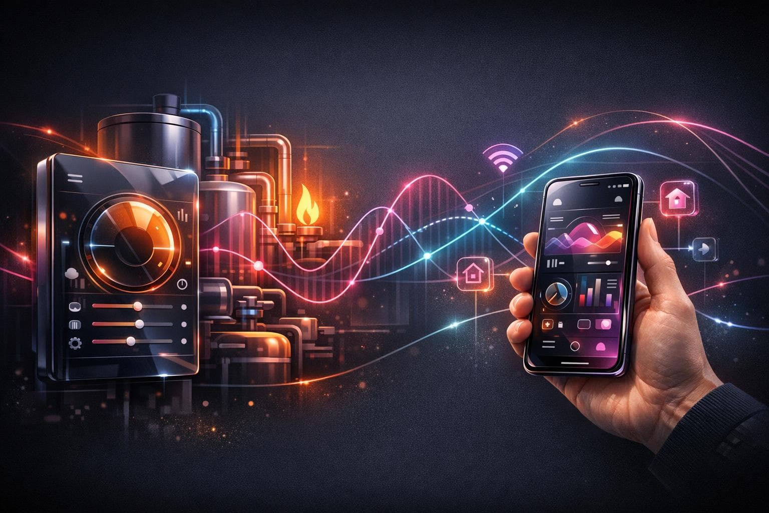 Smart Heating connected infrastructure illustration
